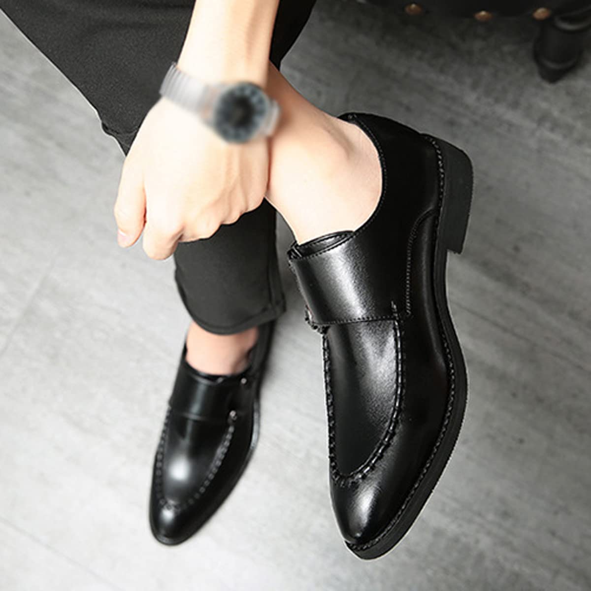 Zaylee Schnallenschuh Herren Mönchschuhe Formale Abendschuhe Elegante Business Schuhe,EU43-Schwarz
