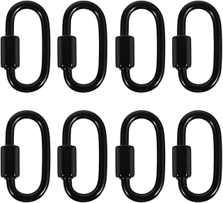 Scicalife 8pcs Stainless Steel Chain Links D Shape Locking Quick Chain Repair Links Quick Links Heavy Duty Trailer Safety Locking for Outdoor Camping Equipment Black