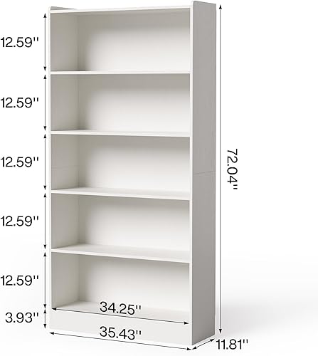 Miniatura 3 de Librería de 72 pulgadas de alto, estantería independiente de 6 niveles con estantes cerrados, organizador grande y abierto de madera para