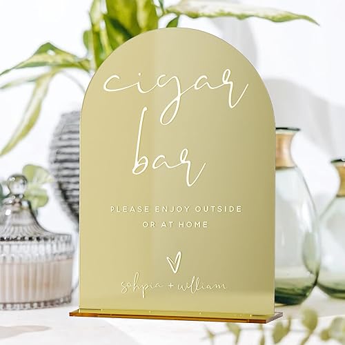 Miniatura 57 de Letrero de arco acrílico con espejo dorado de 5 x 7 pulgadas con soporte, paquete de 10 letreros acrílicos de arco dorado en blanco con base