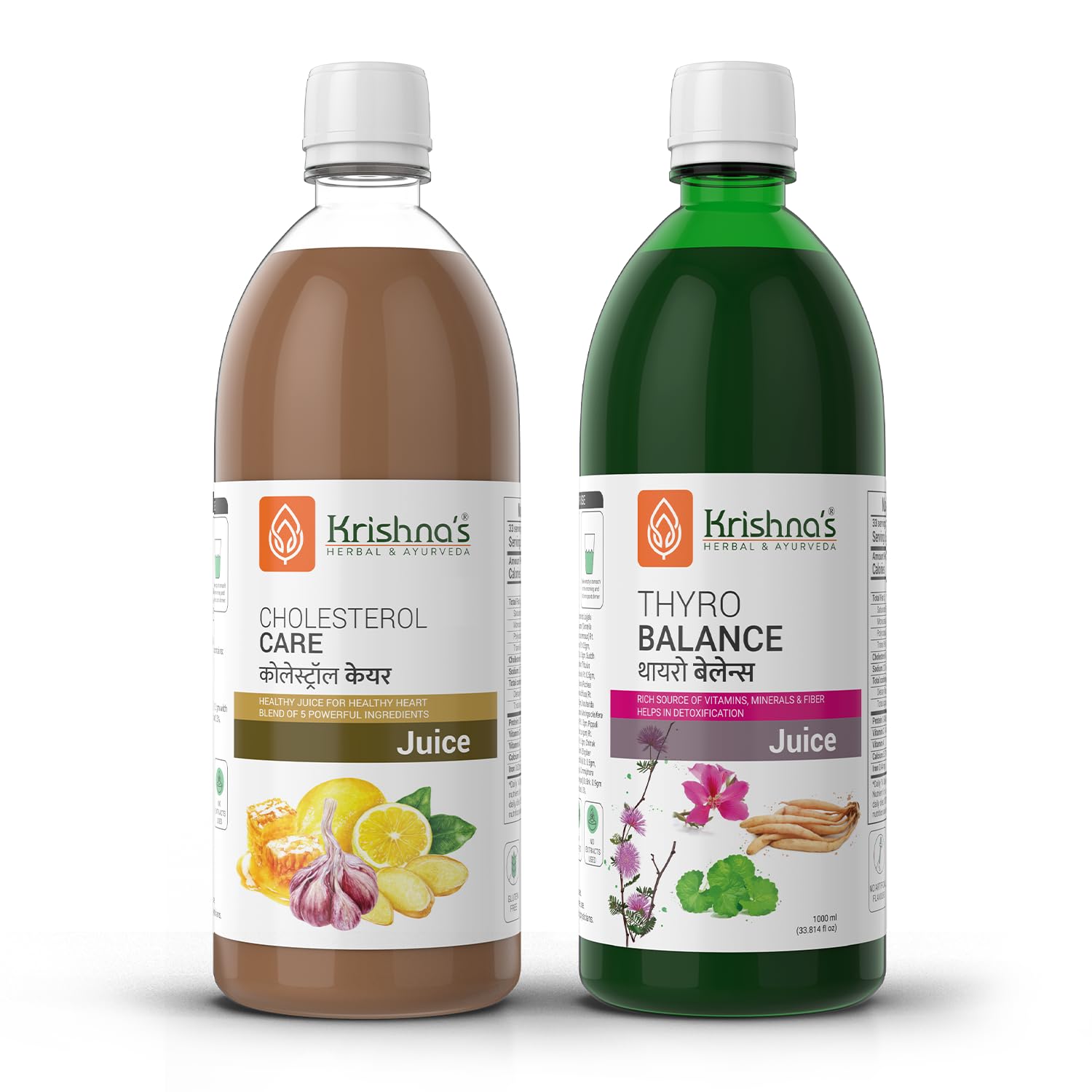 Krishna's Cholesterol Care And Thyro Balance Juice For Digestion, Metabolic Balance And Daily Wellness - 1000 ml Each (Combo pack of 2)-image-37