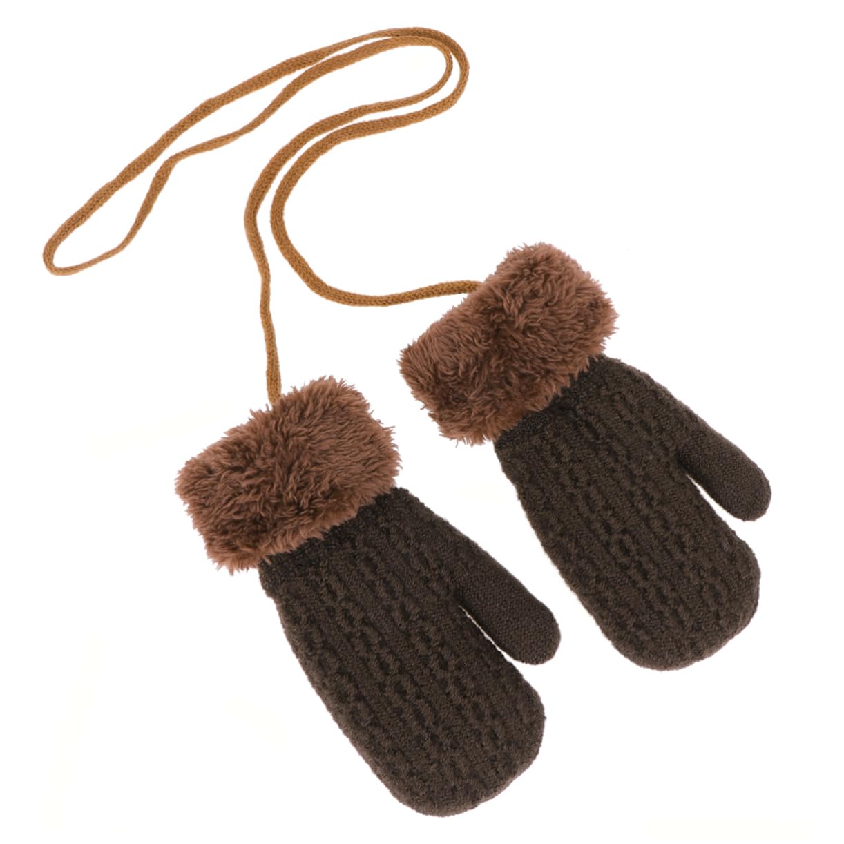 CONGARTENO Pack of 2 Boys and Girls Winter Warm Gloves Knitted Plush Hanging Gloves 1-4 Years Old for Cold Weather