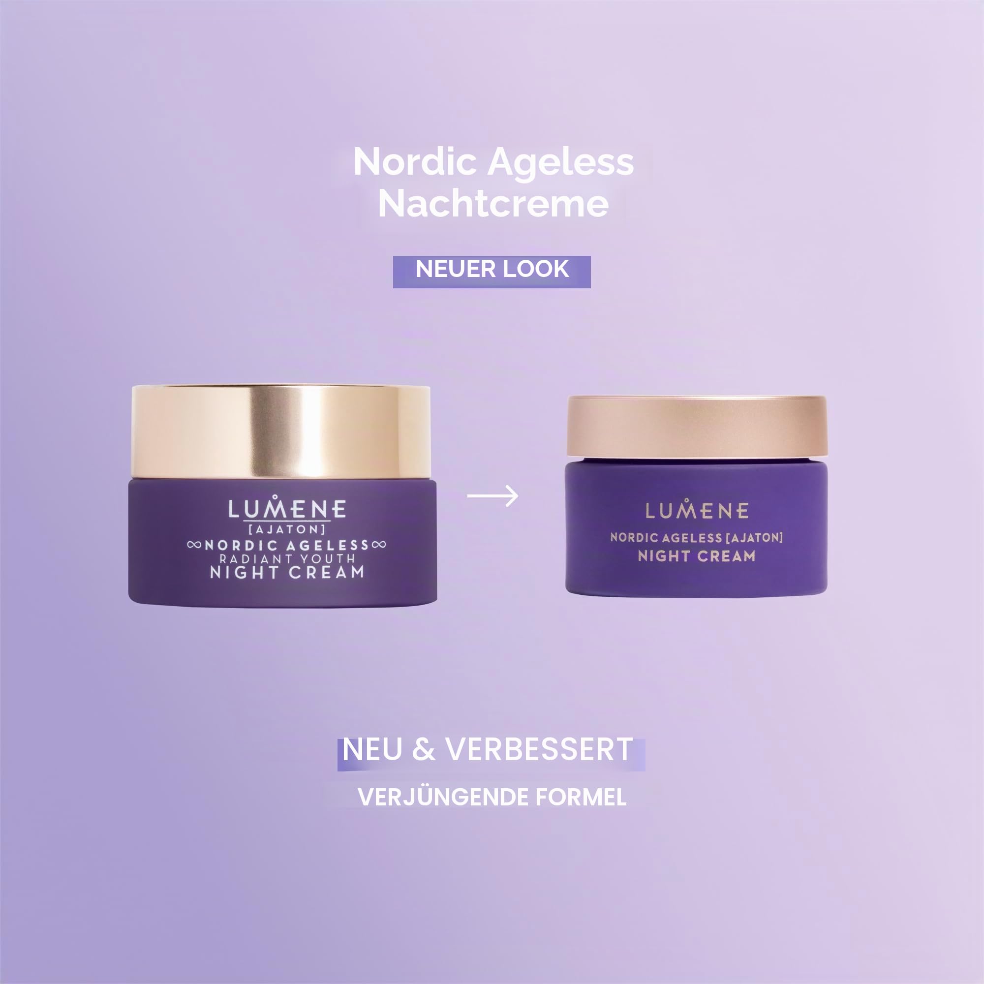 LUMENE Nordic Ageless [AJATON] Radiant Youth Night Cream | Verjüngt und regeneriert die Haut über Nacht | Mit nordischem Birkensaft und Antioxidantien für straffere, jugendlich aussehende Haut | 50 ml