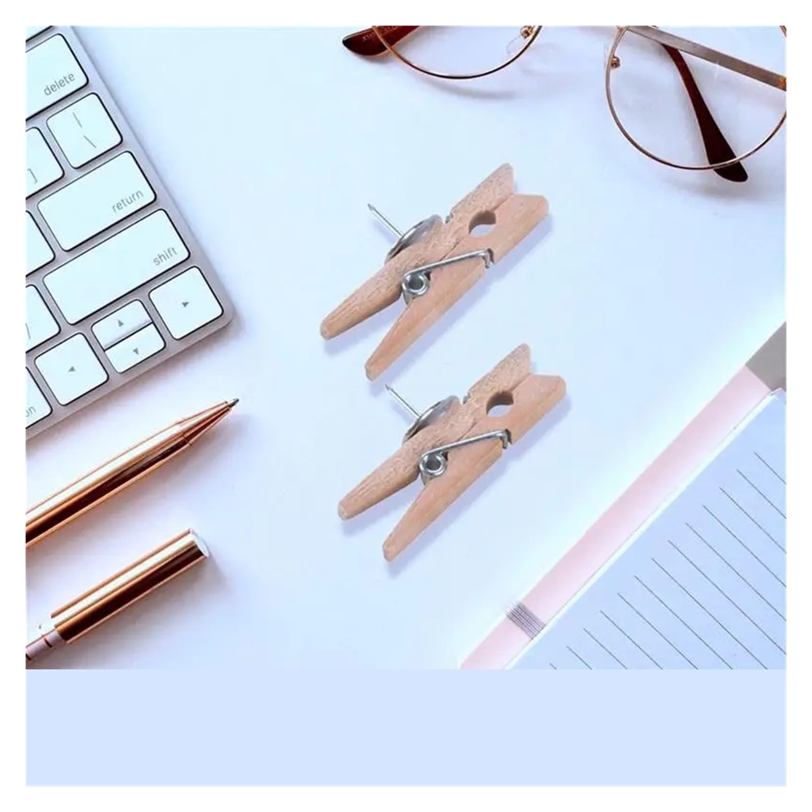 Puntine da Disegno in Legno Puntine con clip in legno da disegno, Graffette Perni 100 pezzi