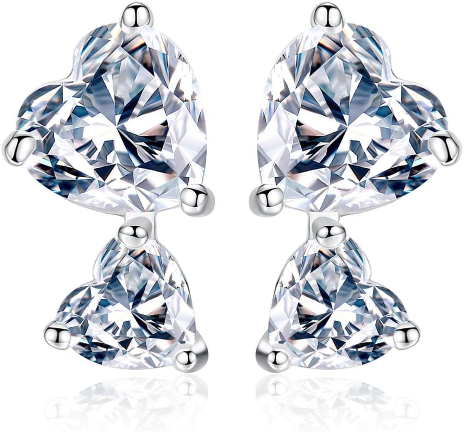 14K Gold Simple Two Pear Cut Moissanite Stone Stud Earrings for Women,D-VVS1 Quality, Daily Wear Stud