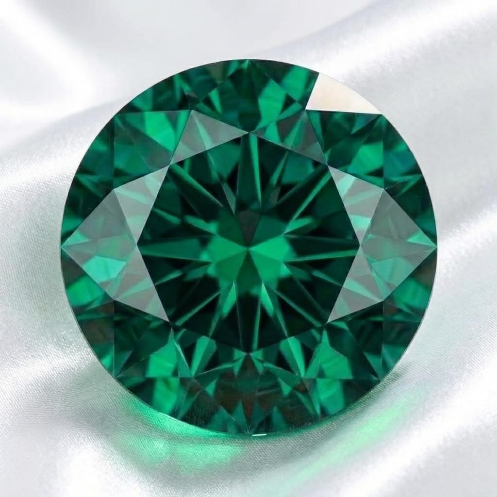 Generic Synthetic Emerald Gemstone, Lab Grown Emerald Green Round Brilliant Cut Loose Stone 0.5-2.0 ct, AGL Certificate Included, for DIY Jewelry Making