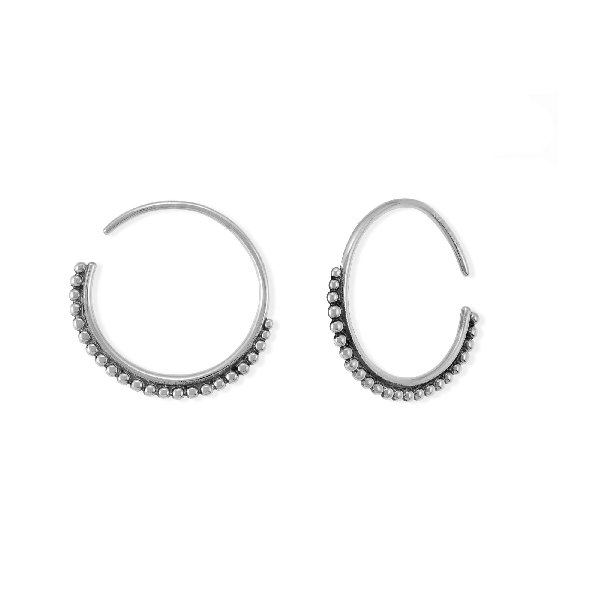 Boma Jewelry Sterling Silver Bali Style Boho Oxidized Beaded Hoops
