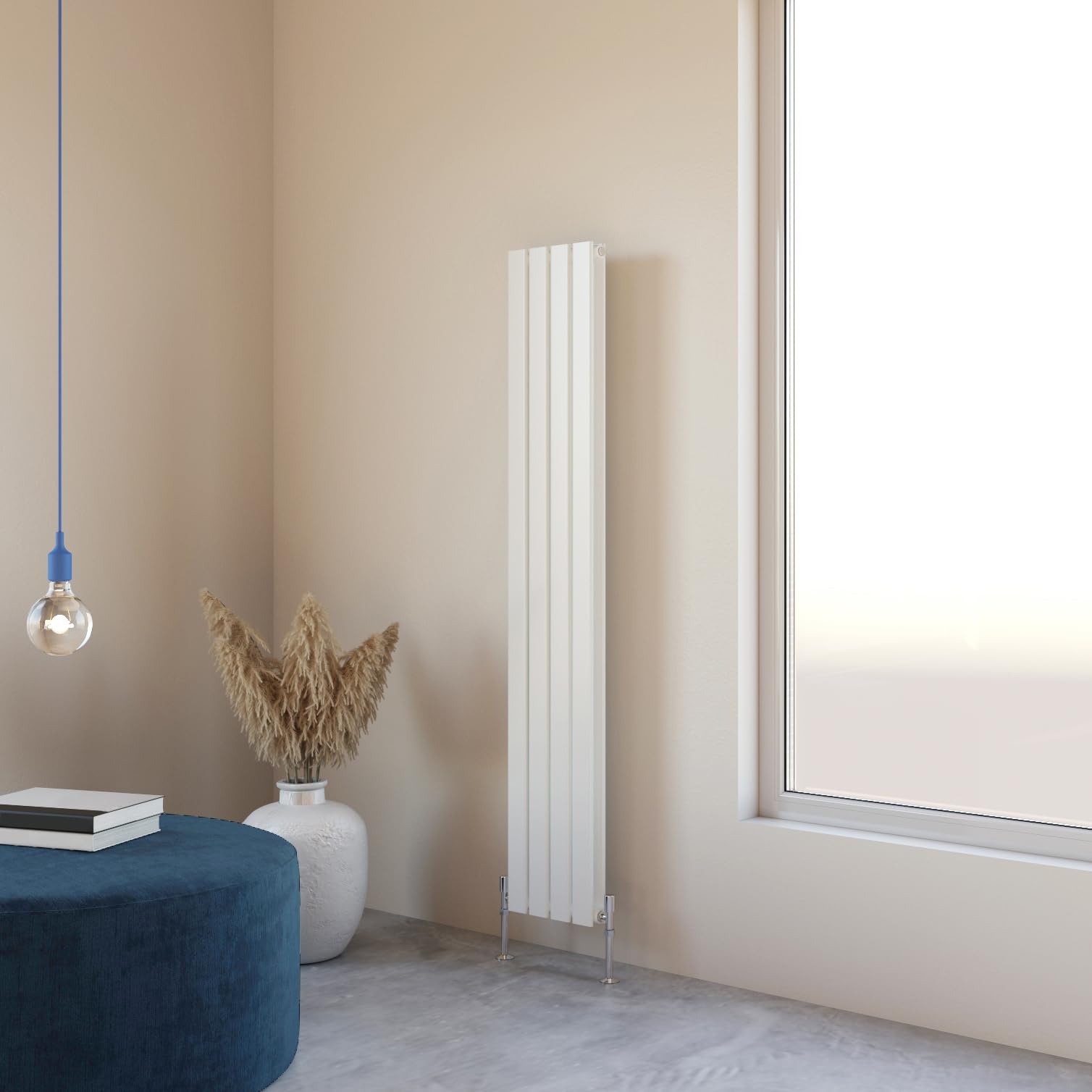 Huibathroom White Flat Panel Radiator 1600X272mm Vertical Design Double Tall Upright Central Heating Rad Uk