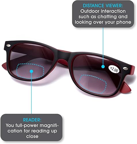 Miniatura 5 de Paquete de 2 lentes de sol de lectura bifocales para hombres y mujeres, lentes de sol con protección UV400 con bisagra de resorte