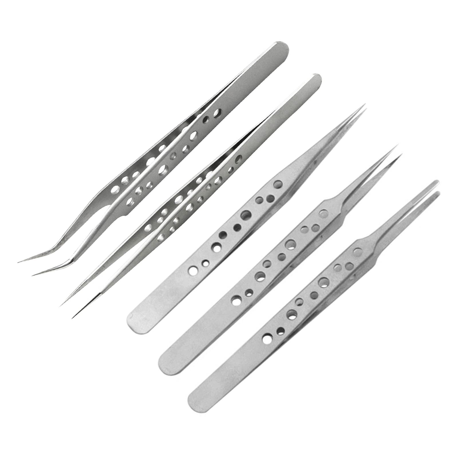 5Pack Professional High Stainless Steel Straight Tip Stainless Steel Forceps Phone Repair Hand Tool