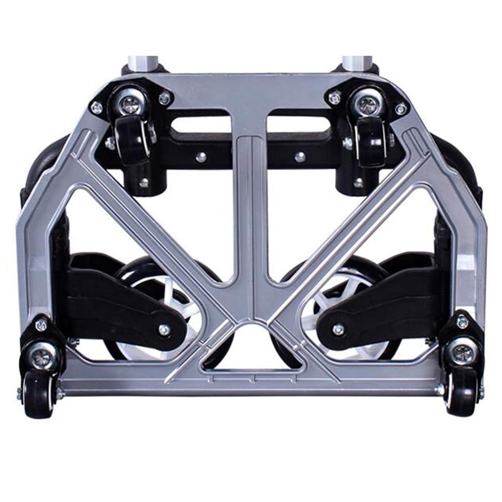 Pieghevole Carrello elevatore a Mano in Lega di alluminioNero Shopping drogheria Leggero Resistente Silenzioso con Carrello Porta-Ruote 68KG (Dimensioni : A)