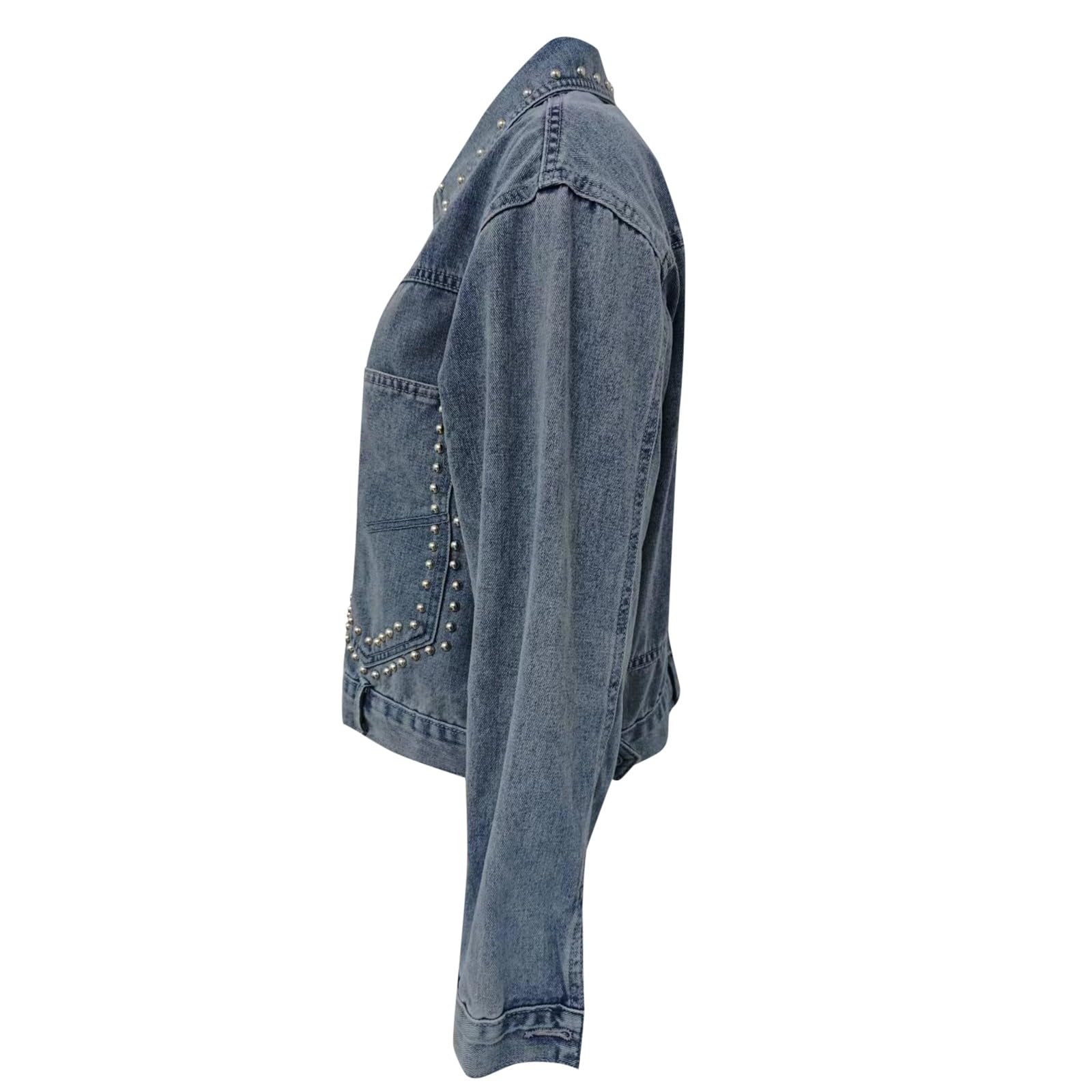Chaqueta Vaquera Mujer Talla Grande, Abrigo Vaquero Mujer Corta Camisa Vaquera Blusa Estilo Western Manga Larga Túnica Abotonada Chaqueta Mujer Entretiempo Chaqueta Mujer Talla Grande Denim Jacket