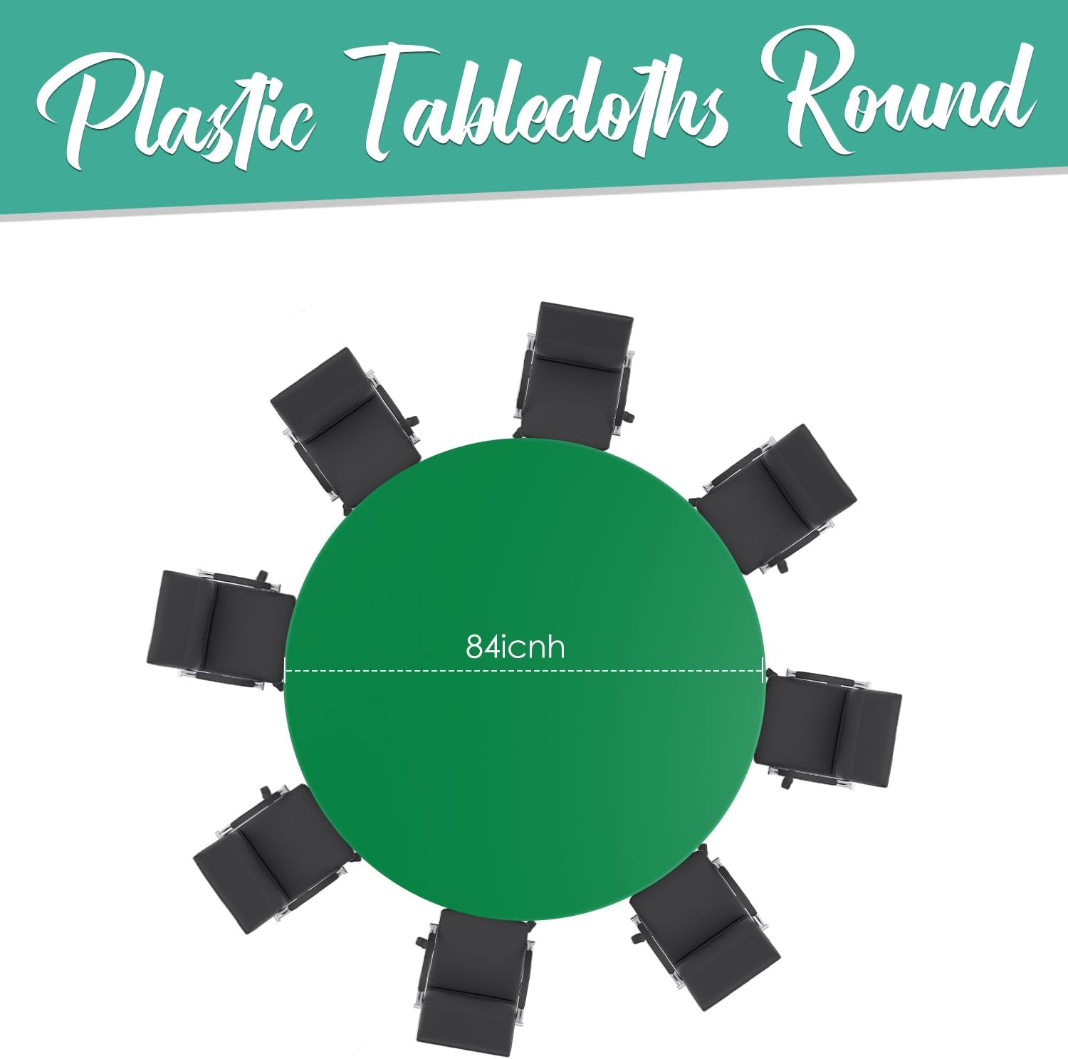 Green 12 Pack Plastic Tablecloths 84" Disposable Round Table Cloth Plastic Table Cover for Party Disposable Tablecloths - Image 2