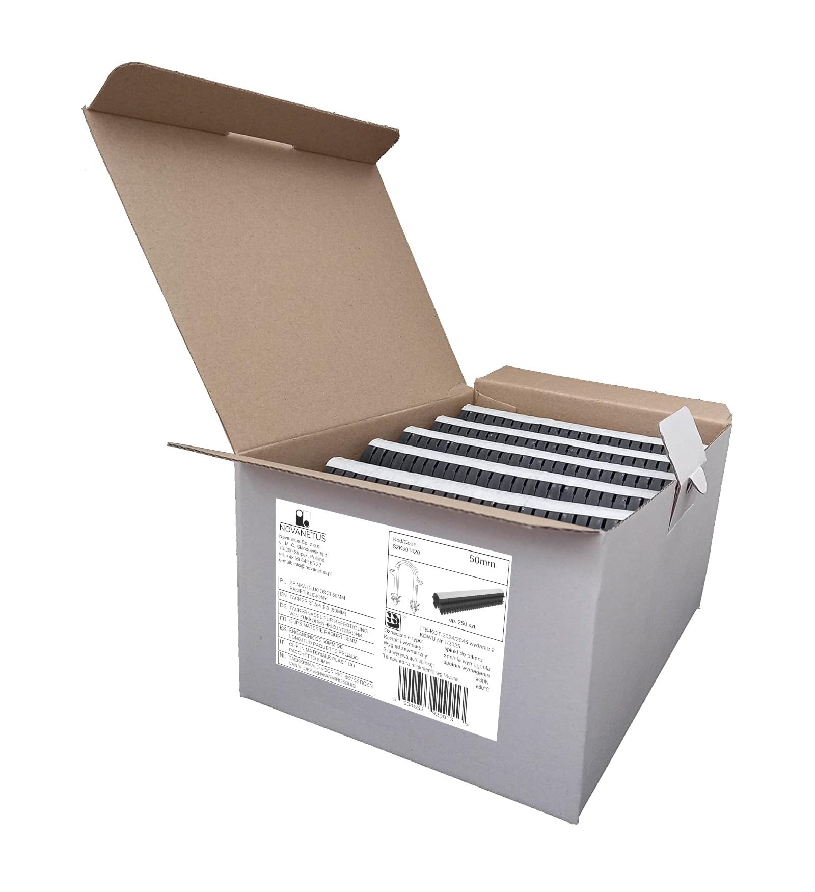 Novanetus Staple Pins 50 mm Staples for Underfloor Heating Pipe Holder for Underfloor Heating Pipe Pack of 250
