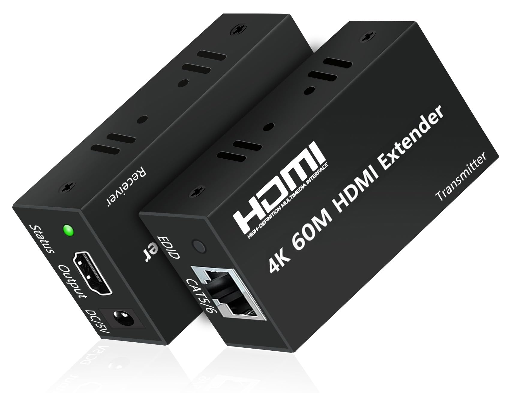 【4K エクステンダー】HDMI エクステンダー 60M 延長器 HD Extender PC 入力 イーサネット CAT6 伝送 HDMI 有線LAN 延長アダプター HDCP対応 EDIDコピー機能付き TV モニター 防犯カメラ 出力