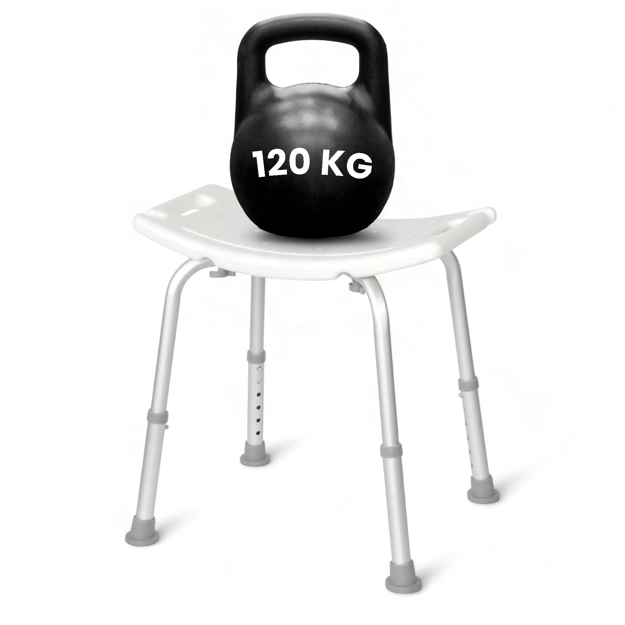 Taburete para Ducha de Aluminio. Silla para Ducha sin Respaldo. Asiento Ducha Regulable en Altura. Banco para Ducha Antideslizante. Banqueta de Ducha para Adultos. Silla Baño Geriátrica Fácil Montaje