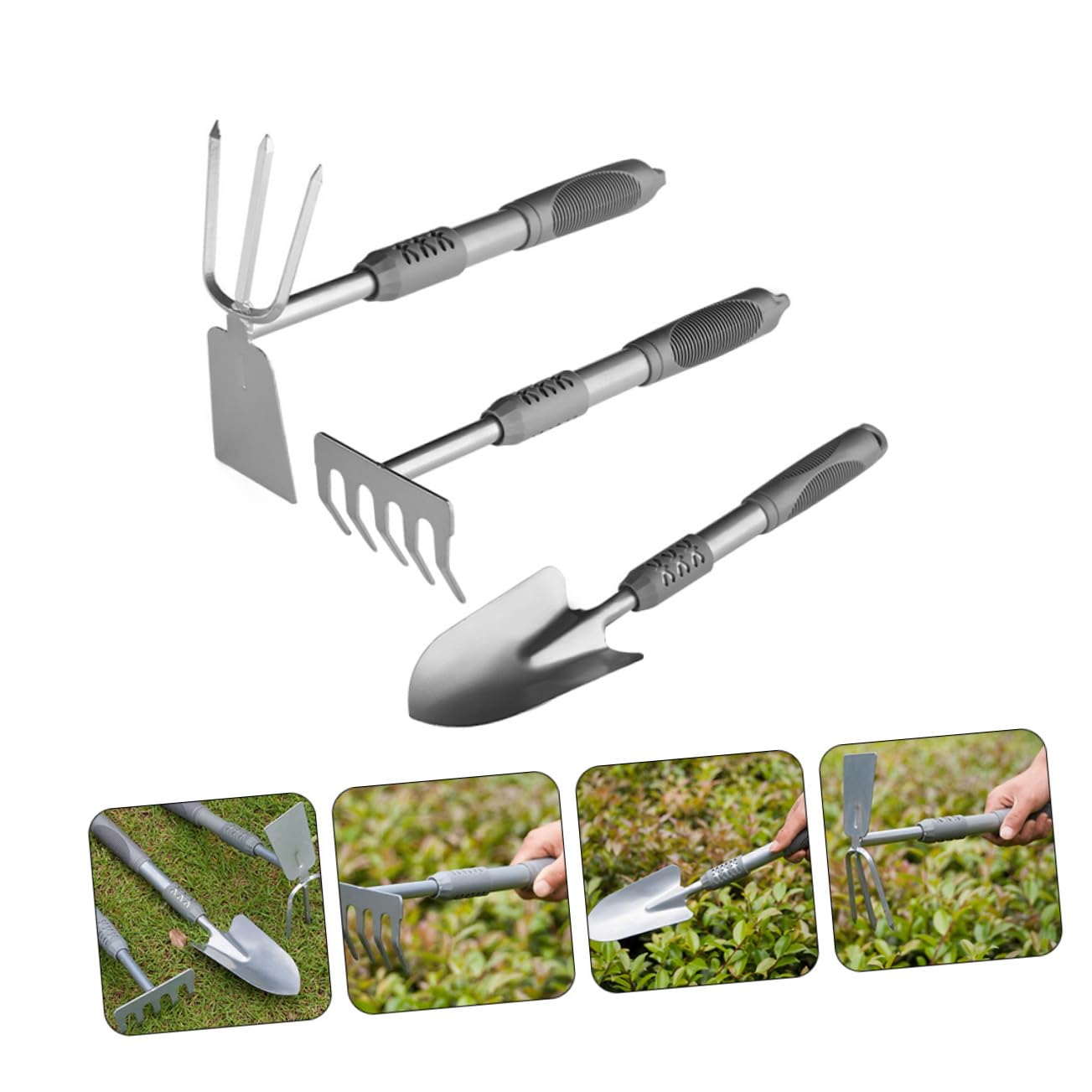 PartyKindom Kit D’Outils de Jardinage pour Usage Domestique 3 Pièces, Pelle à Transplanter en Acier et PVC, pour Plantation, Désherbage et Ameublir Le Sol