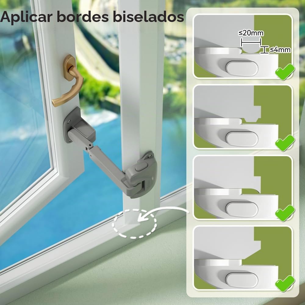 SAFELON 2 Piezas Actualizado Limitador de ventana de seguridad para niños, Ventana Gap Tamaño Bebé Seguridad Ventana Restrictiva, Cerradura de Seguridad de Ventana (Gris)