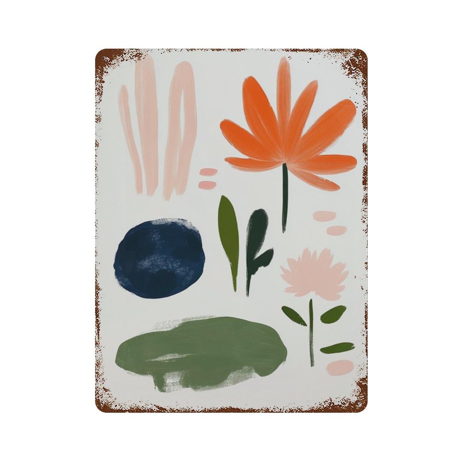 xiaoxiaoshen Abstract Floral Modern Botanical Minimal Colorful Flower Work Scandinavian Conte Wall Decor Art Metal Tin Poster Modern Home Decor Art Home Bar Shop Decorations Vintage Sign 40x30cm