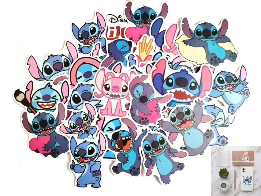 Suitable for Stitch Stickers, Waterproof Vinyl Stickers, Stitching Stickers, Water Bottle Stickers, Gift Cartoon Stickers, laptops, Phones, Helmets, car Stickers (100 Pieces)