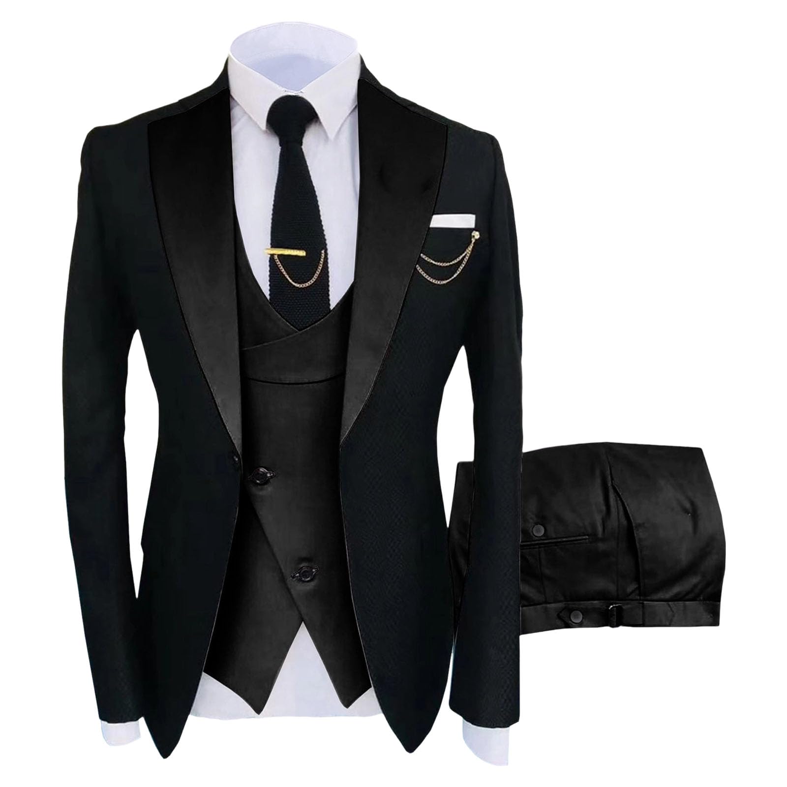 Completo da Uomo Slim Fit da 3 Pezzi, Completo Smoking per Matrimonio, Ballo di fine Anno, Elegante Giacca Blazer, Gilet e Pantaloni.