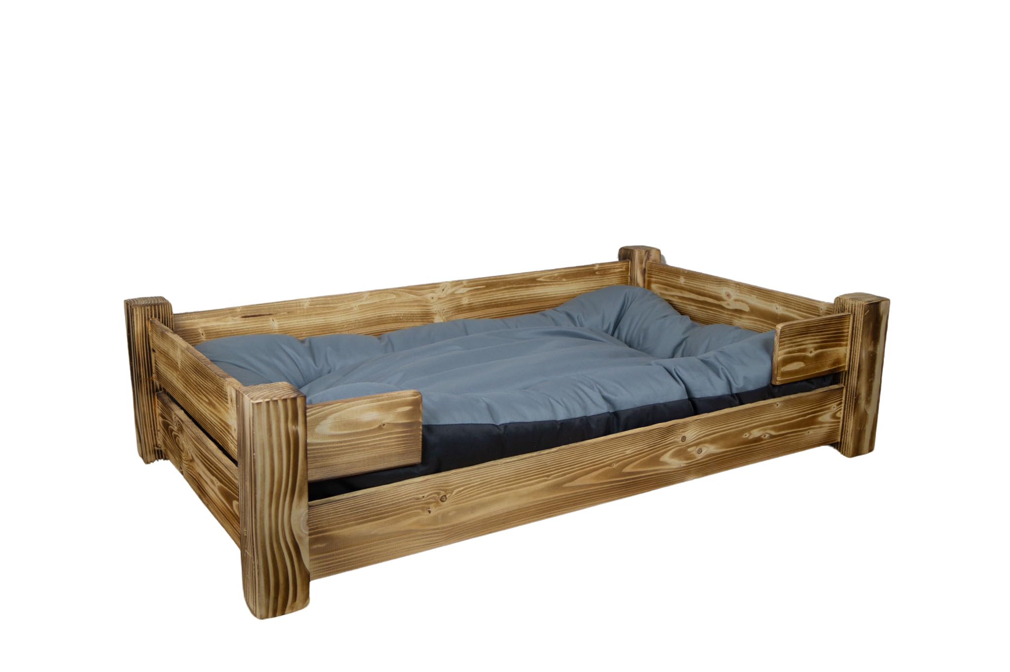 Kistenkolli Altes Land Panier Pour Chien Winston XL - 100x60x25 Cm - Bois Palissandre Vintage - Coussin Confortable Inclus