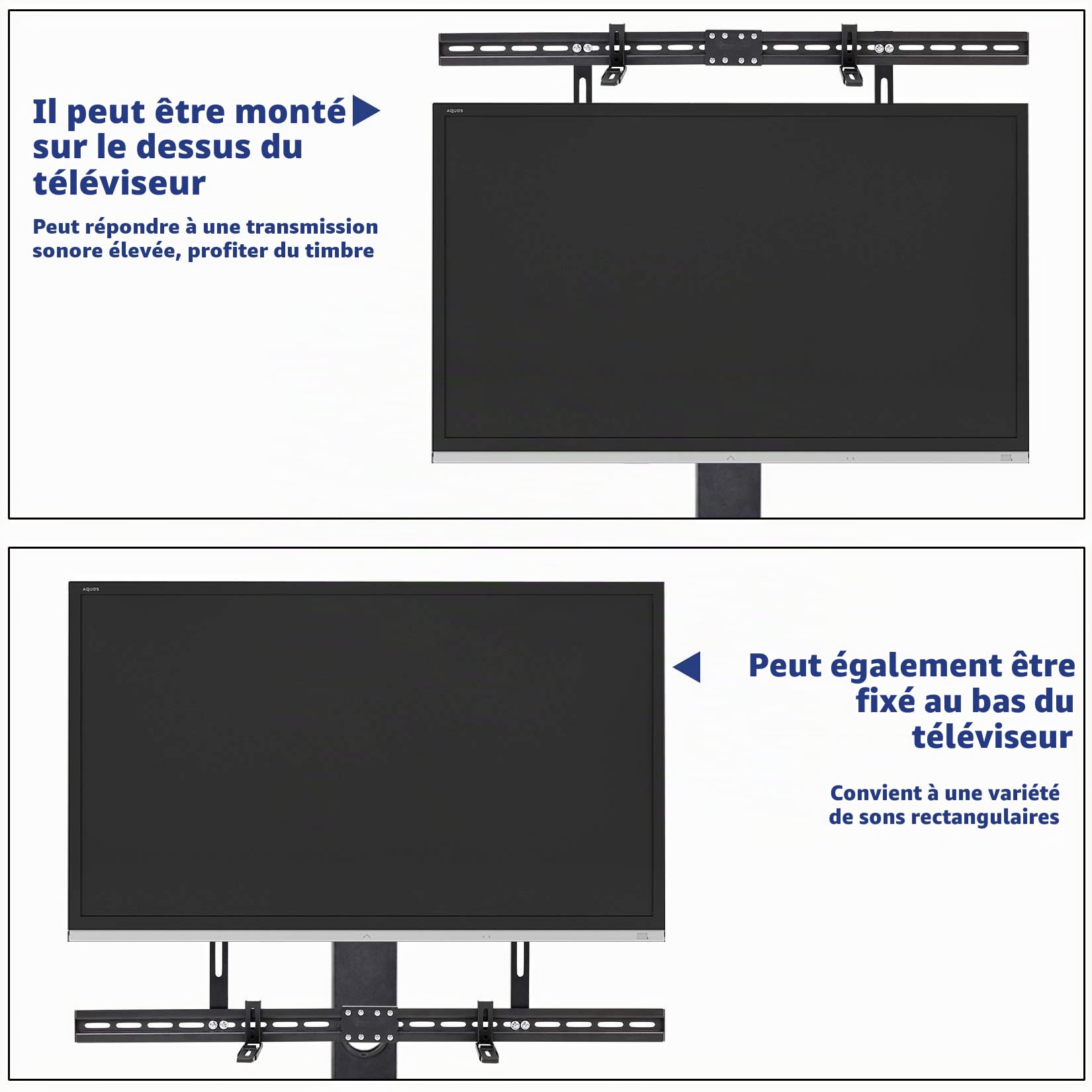 support Barre de Son mural pour TV, Convient pour supports VESA 100x100-400x700mm, Charge max 6kg, Compatible LG Sony