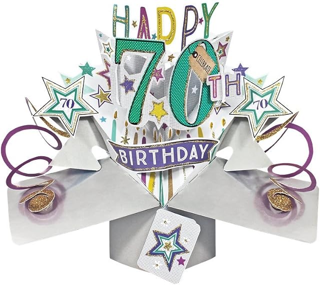 Happy 70th Birthday Pop-Up Greeting Card Original Second Nature 3D Pop Up Cards