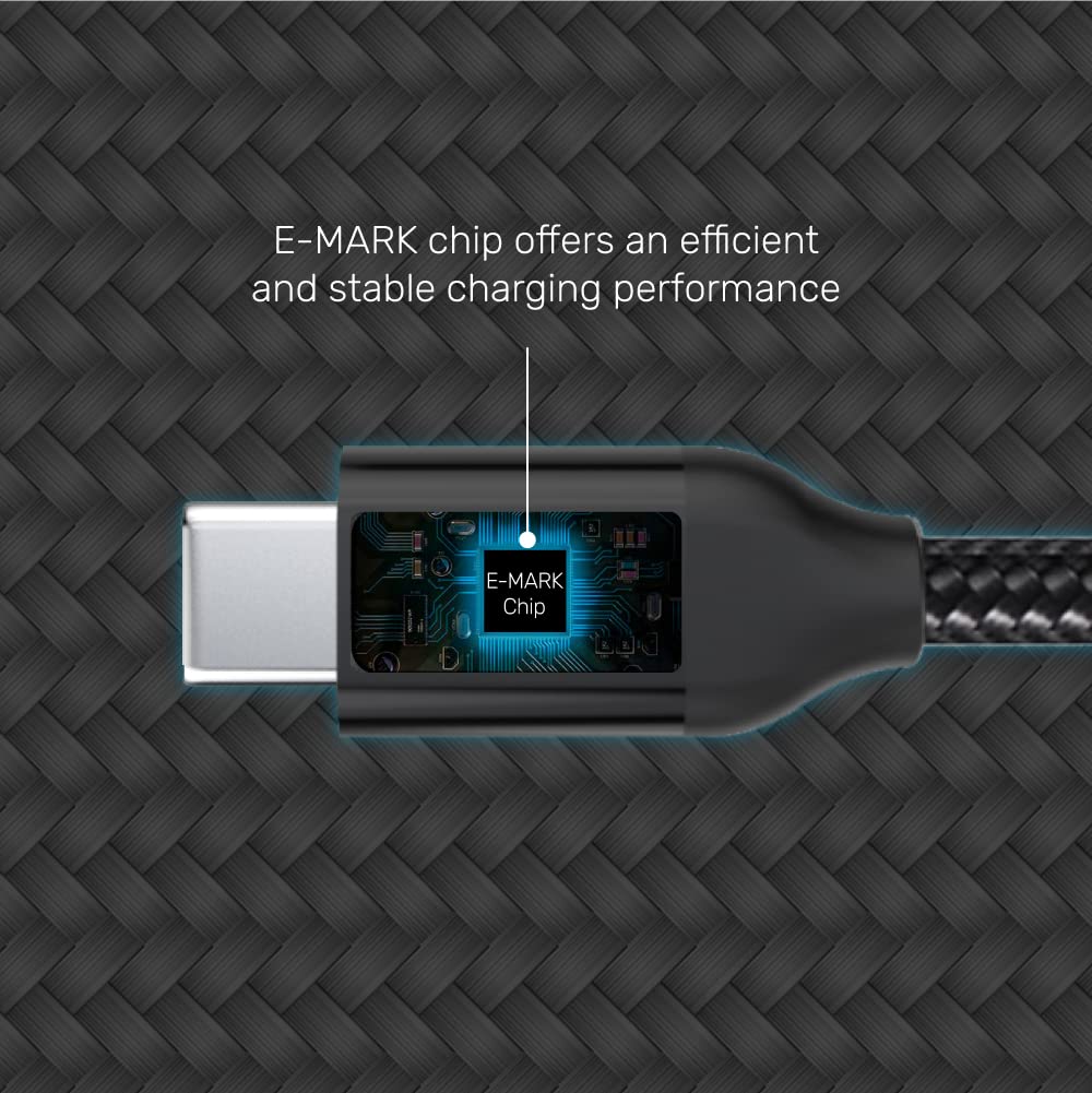 Unitek 2 metre USB C - USB C kablosu, güç dağıtımı, 100 Watt, 20 V/5 A, hızlı şarj kablosu, senkronizasyon kablosu, USB C tipi cihazlar için, naylon örgü, dayanıklı, siyah