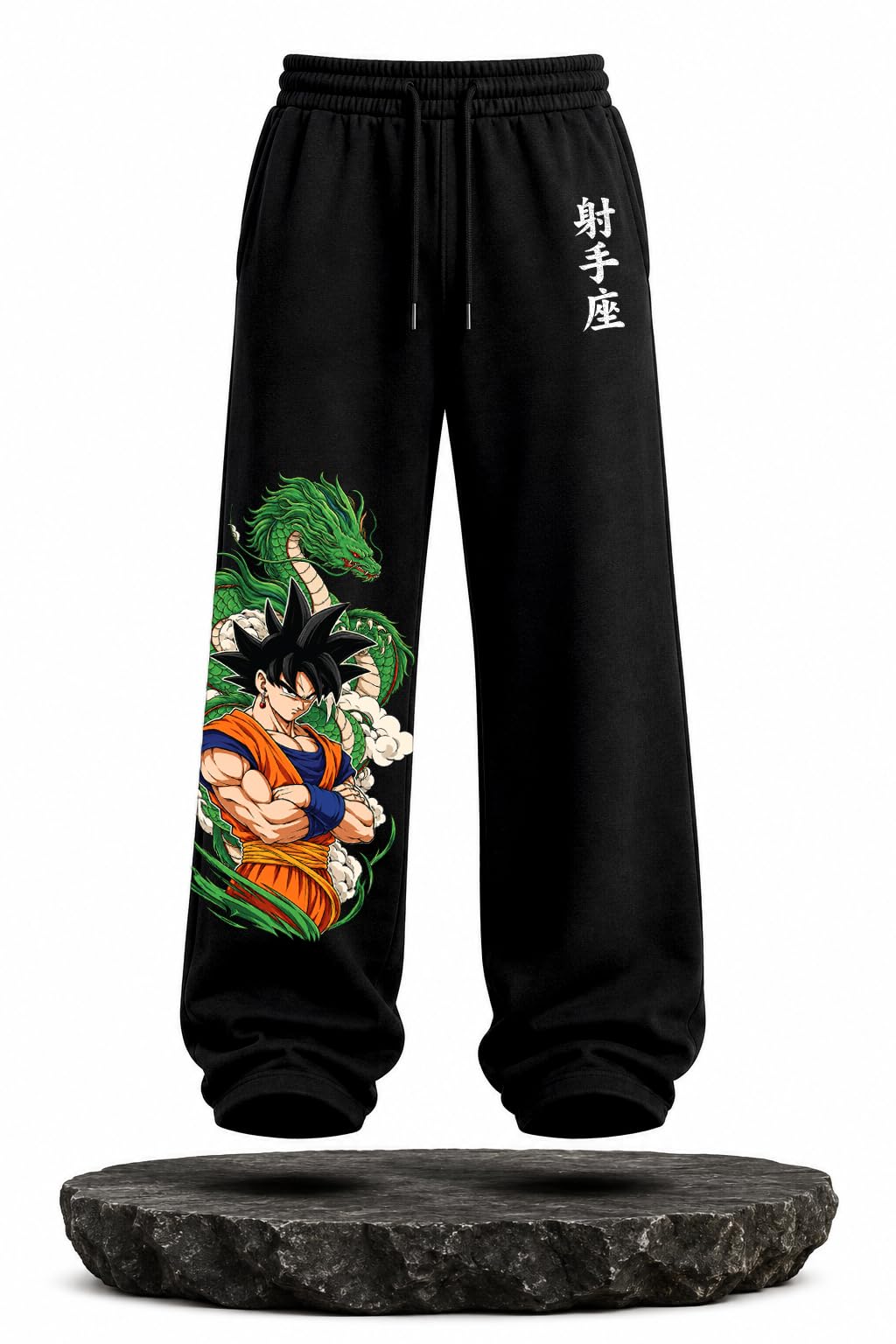 Goku & Shenron Anime Graphic Joggers for Men | 220 GSM Cotton Blend, Elastic Waistband, Ribbed Cuffs, Fade-Resistant Print, Streetwear Style-image-1