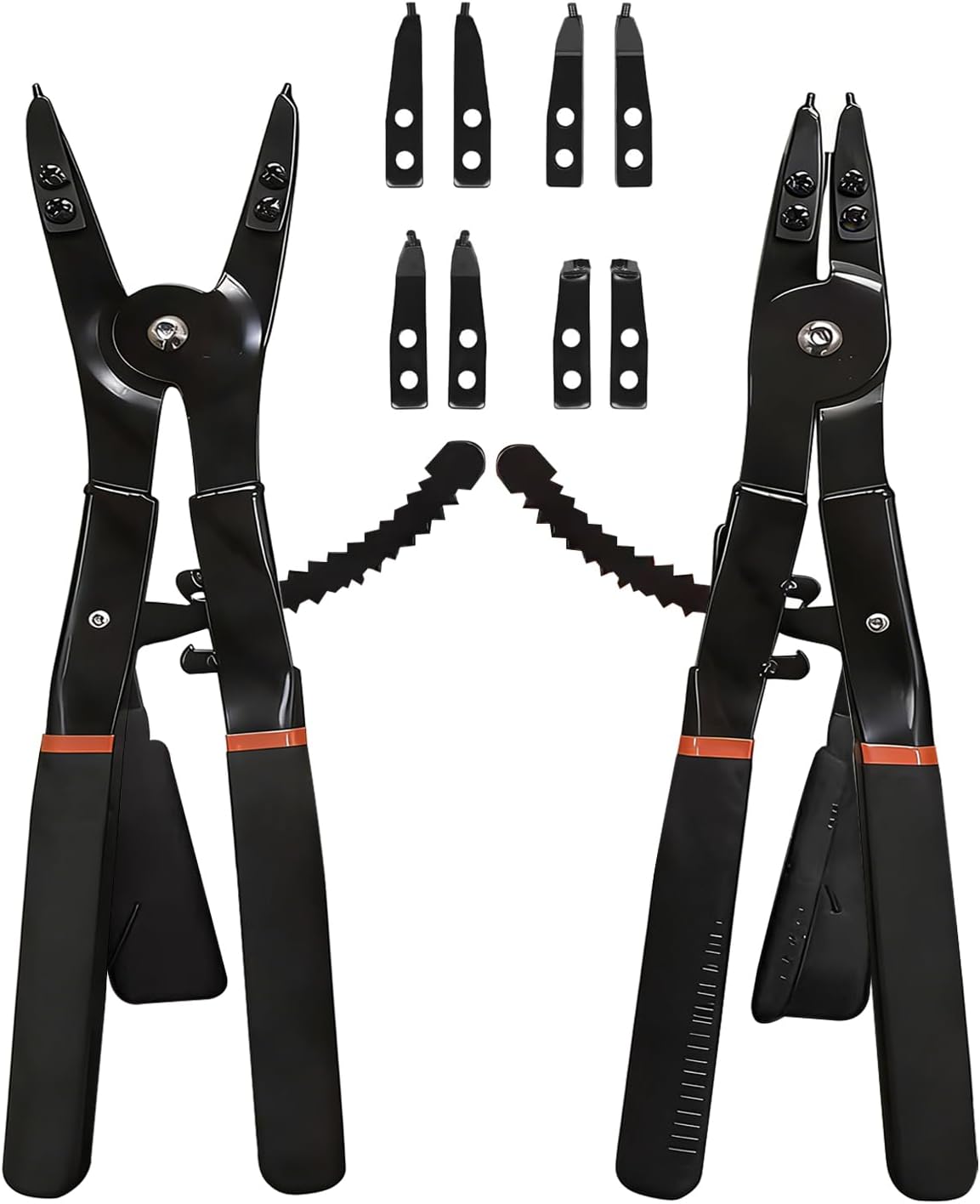 8MILELAKE Heavy Duty Circlip Pliers,16" Snap Ring Pliers Set External and Internal Pliers, Straight, 45°90° Tips
