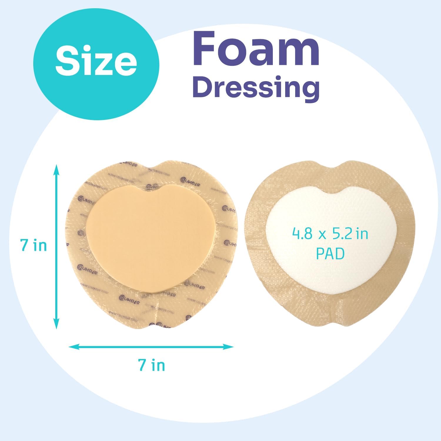 Conkote Sacral Silicone Foam Dressing 7‘’x 7‘’, Bed Sore Treatment Bandage for Sacrum, Box of 5 Dressings - Image 3