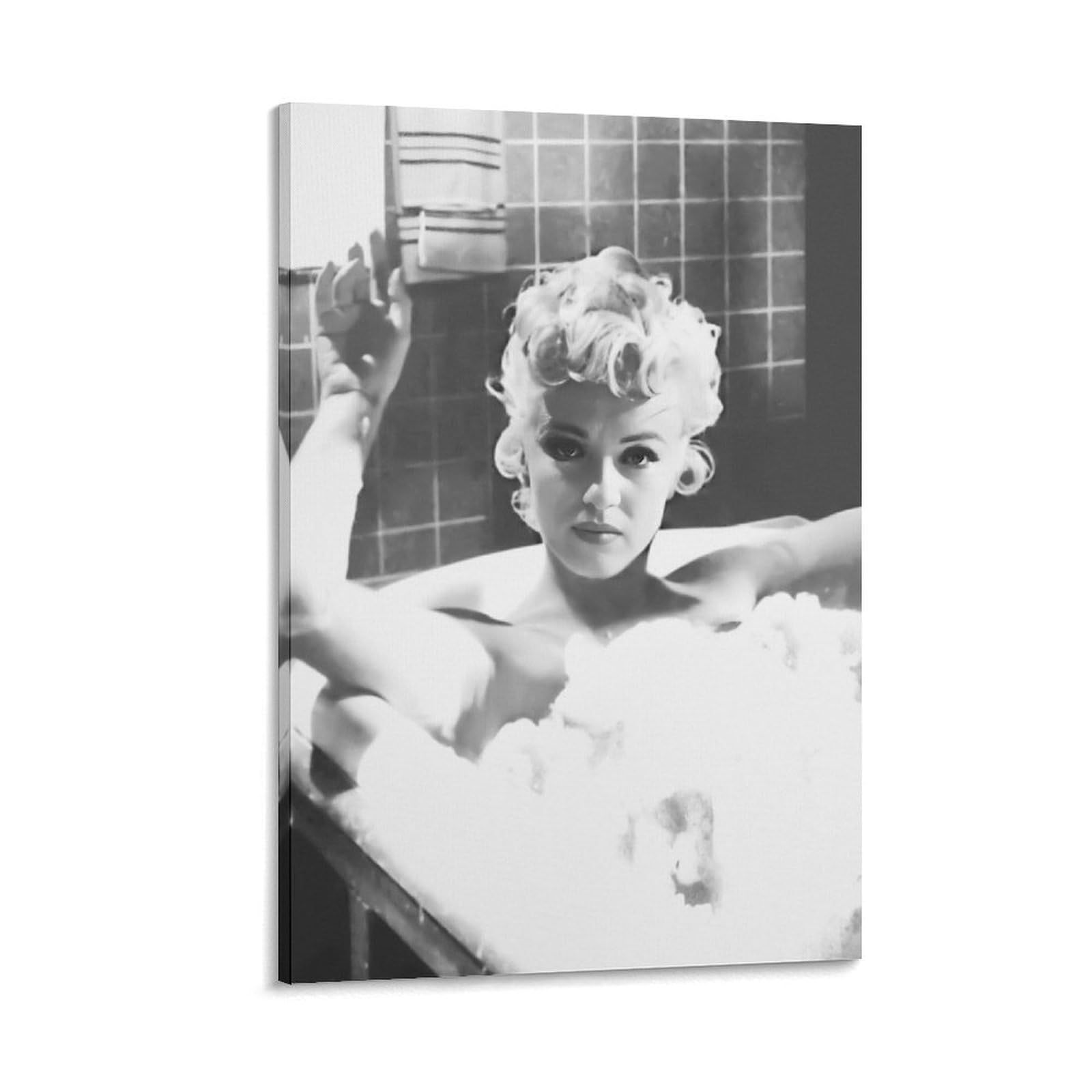 QZFNCOYU Marilyn Monroe in The Bathtub Black And White Vintage Art Poster Canvas Poster Wall Art Decor Print Picture Paintings for Living Room Bedroom Decoration 12x18inch(30x45cm)