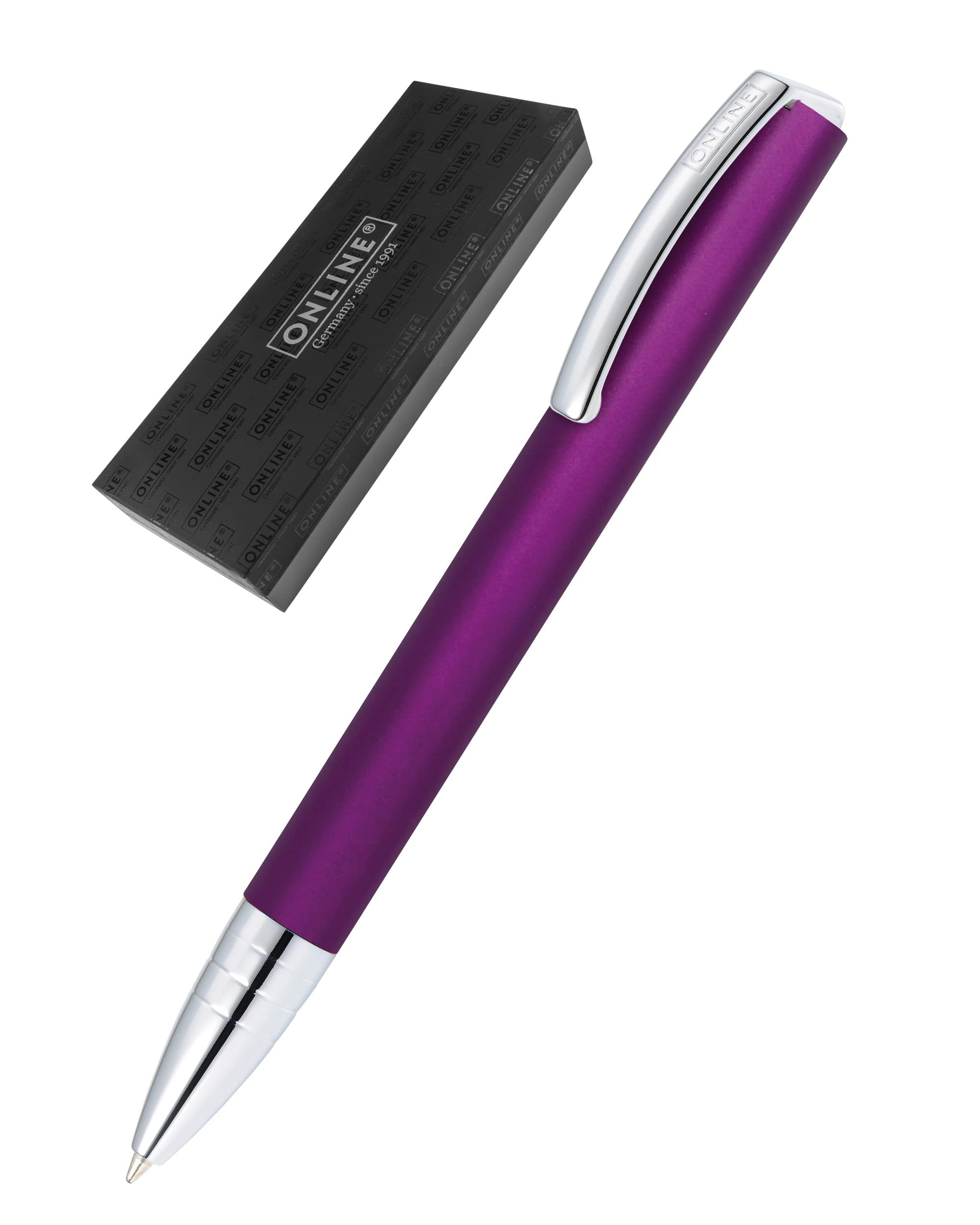 Bolígrafo giratorio morado: solucione trazos irregulares con su punta M de tinta negra 7