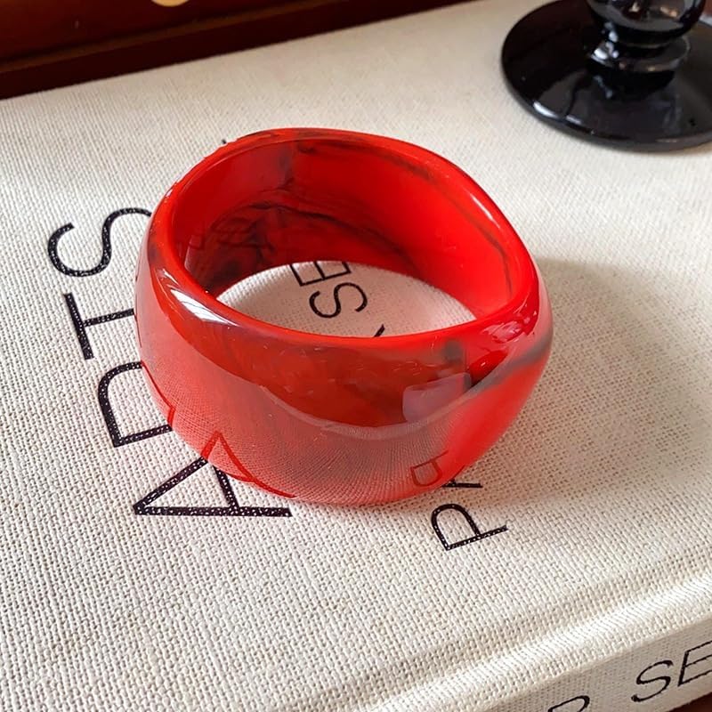Caiyao Colorful Square Round Acrylic Resin Bangle Bracelets Vintage Candy Color Wide Irregular Geometric Plastic Bracelet Chunky Tortoiseshell Acetate Plate Wristbands for Women Jewelry Gifts - Image 2