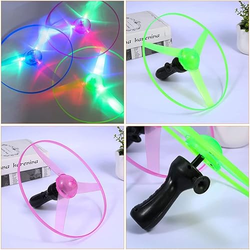 Miniatura 6 de Alipis Juguetes para niños, 3 unidades, lanzador de discos voladores, juguete para exteriores que brilla en la oscuridad, juguetes con platillo y