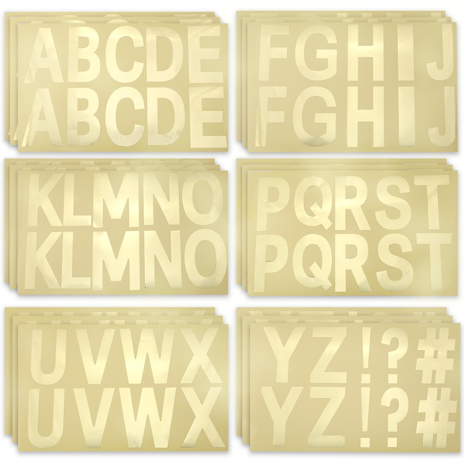 232uds 24 Hojas Adhesivos Alfabeto, 6cm Autoadhesivas Pegatinas Alfabeto Mayúsculas Letras Adhesivas Fuente Grande para Álbum de Recortes Manualidades Buzón Tablero (Dorado)