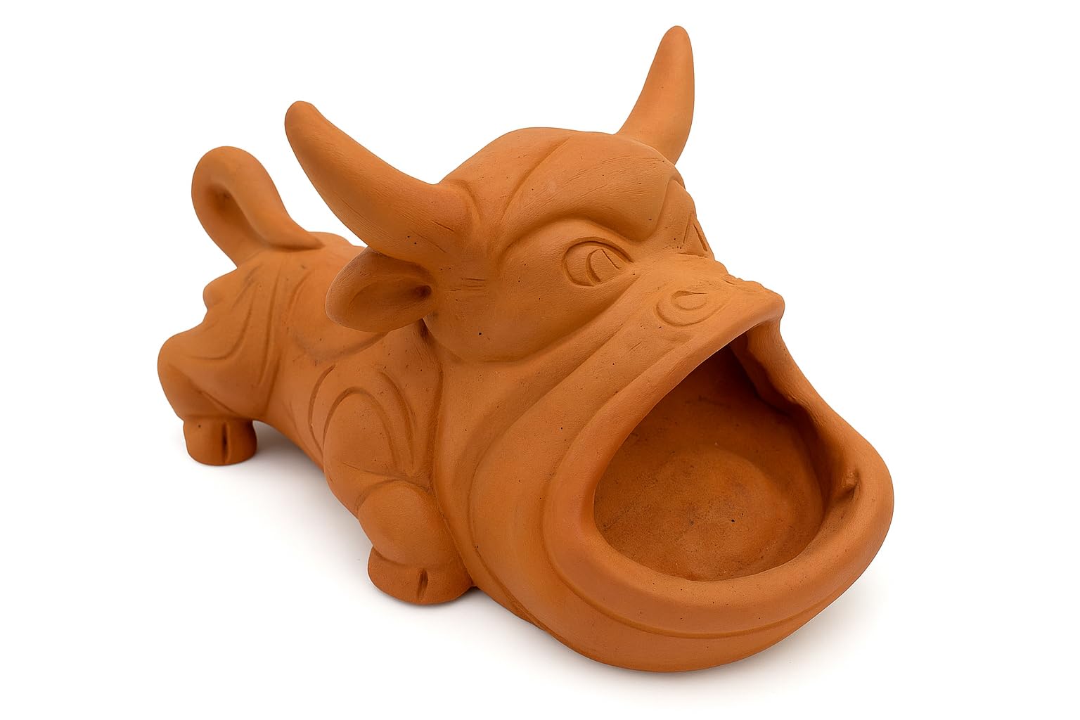 Handcrafted Terracotta Bull Showpiece | Multi-Purpose Ashtray, Key Holder & Home Decor | Eco-Friendly Clay Bull Statue | Rustic Indian Handicraft Gift for Home & Office-image-47