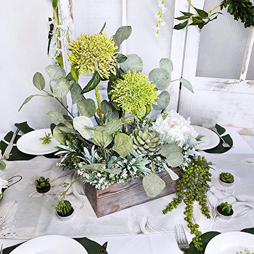 1 Pcs Wood Planter Box Rectangle Whitewashed Wooden Rectangular Planter With Inner Plastic Box - 11.5" L X 3.75" W X 3.75" H Floral Natural Centerpieces Rustic Wedding Decoration #TOP5