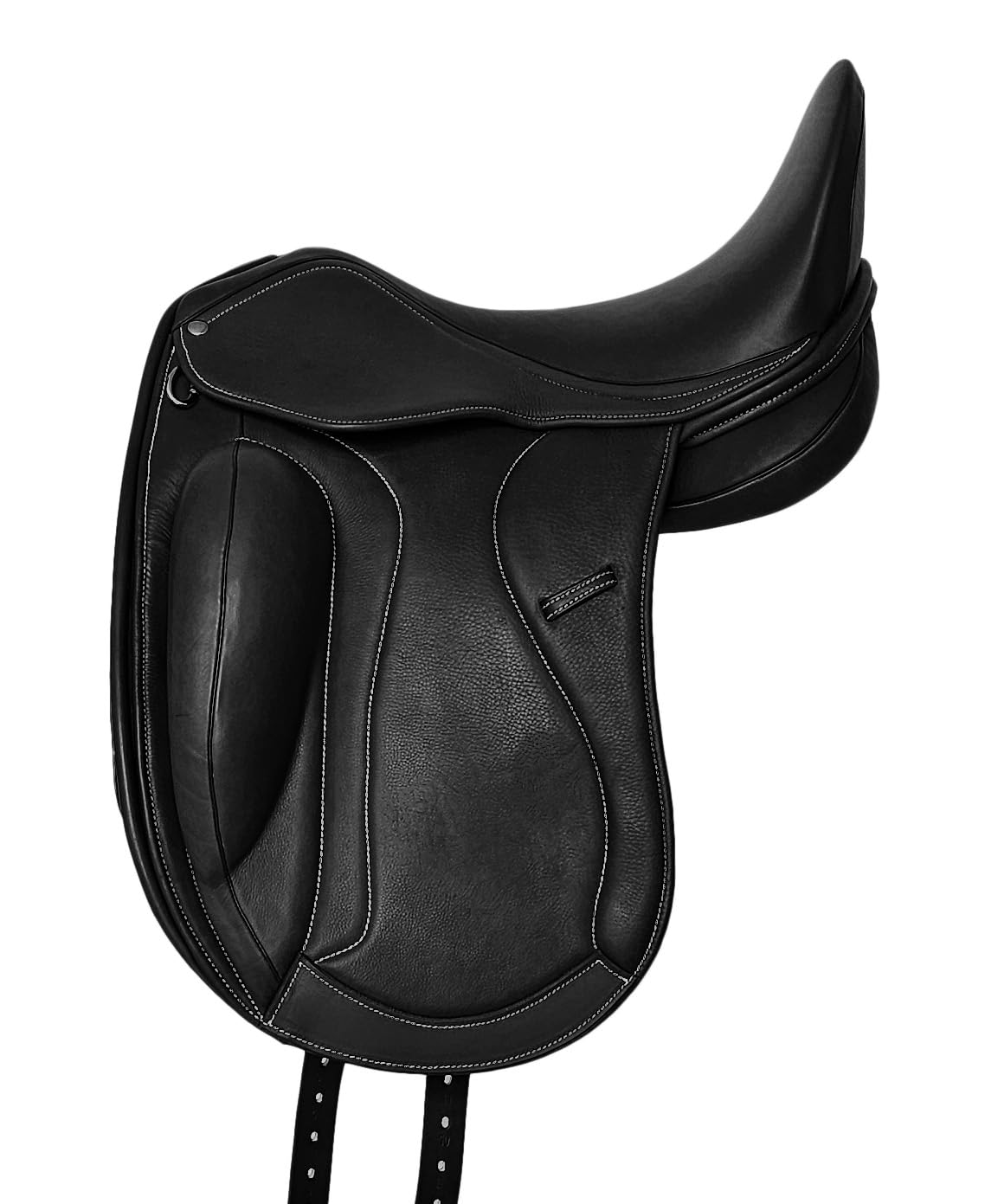 A&M Reitsport Selle de dressage Chester en cuir, fer à tête changeable, arbre polyflex, noir, taille : 17,5 pouces
