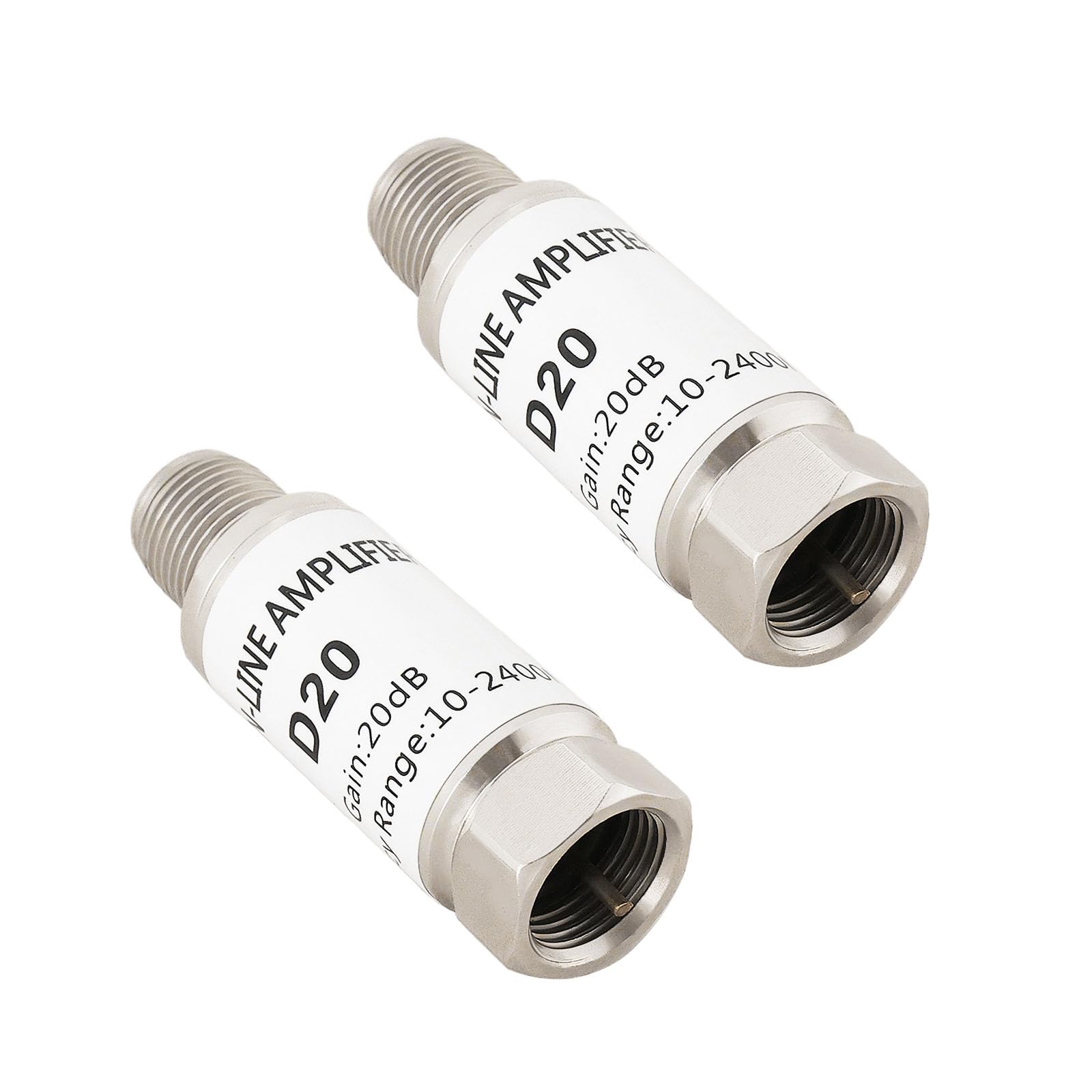 2 pz 20dB Inline Amplificatore 10-2400MHz Inline Sat Amplificatore Satellitare Singal Booster Sostituzione per AMP SAT DVB-T Amplificatore