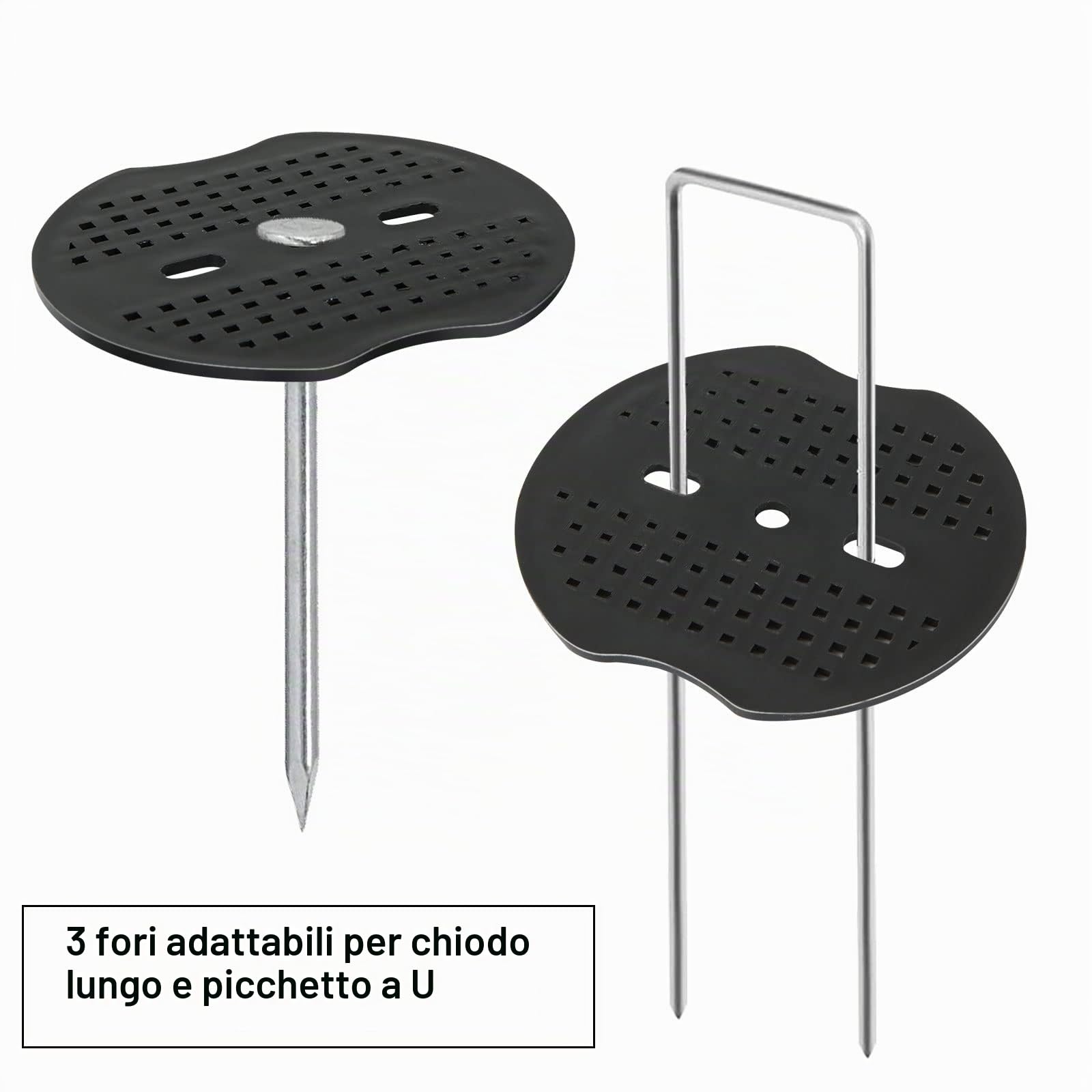 MIVIDE 200 Pezzi Rondelle per Picchetti Telo Pacciamatura, 3 Fori Rondelle a Terra per Picchetti, Pacciamatura, Rete, Copertura del Prato, Tenda (Nero)