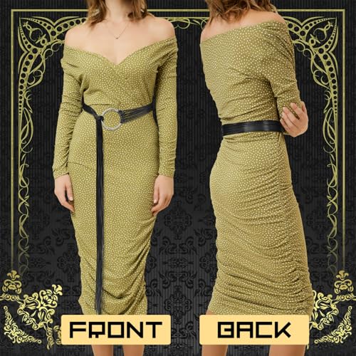 Berlune Women Viking Cross Belt Medieval Extra Long Rope Belt for Norse Witch Shaman Pagan Renaissance Halloween Accessories3