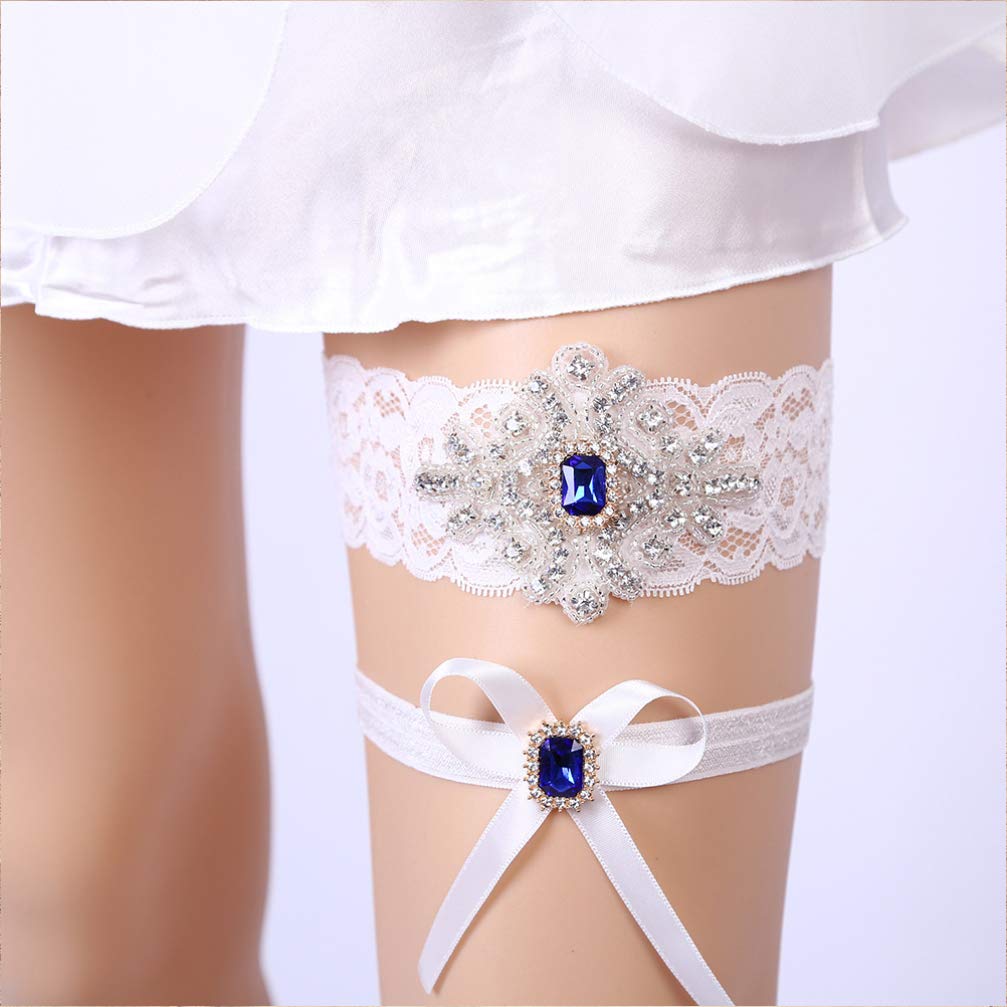 Pas damski panna młoda podwiązka koronkowa Rhinestone pas do pończoch akcesoria ślubne dekoracja 1 zestaw