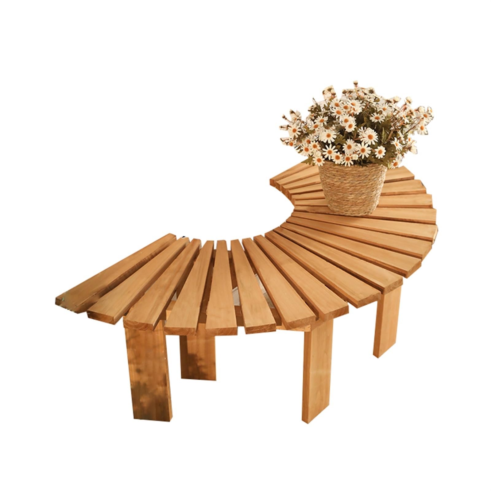 Banc circulaire d'extérieur en bois massif au design haut de gamme