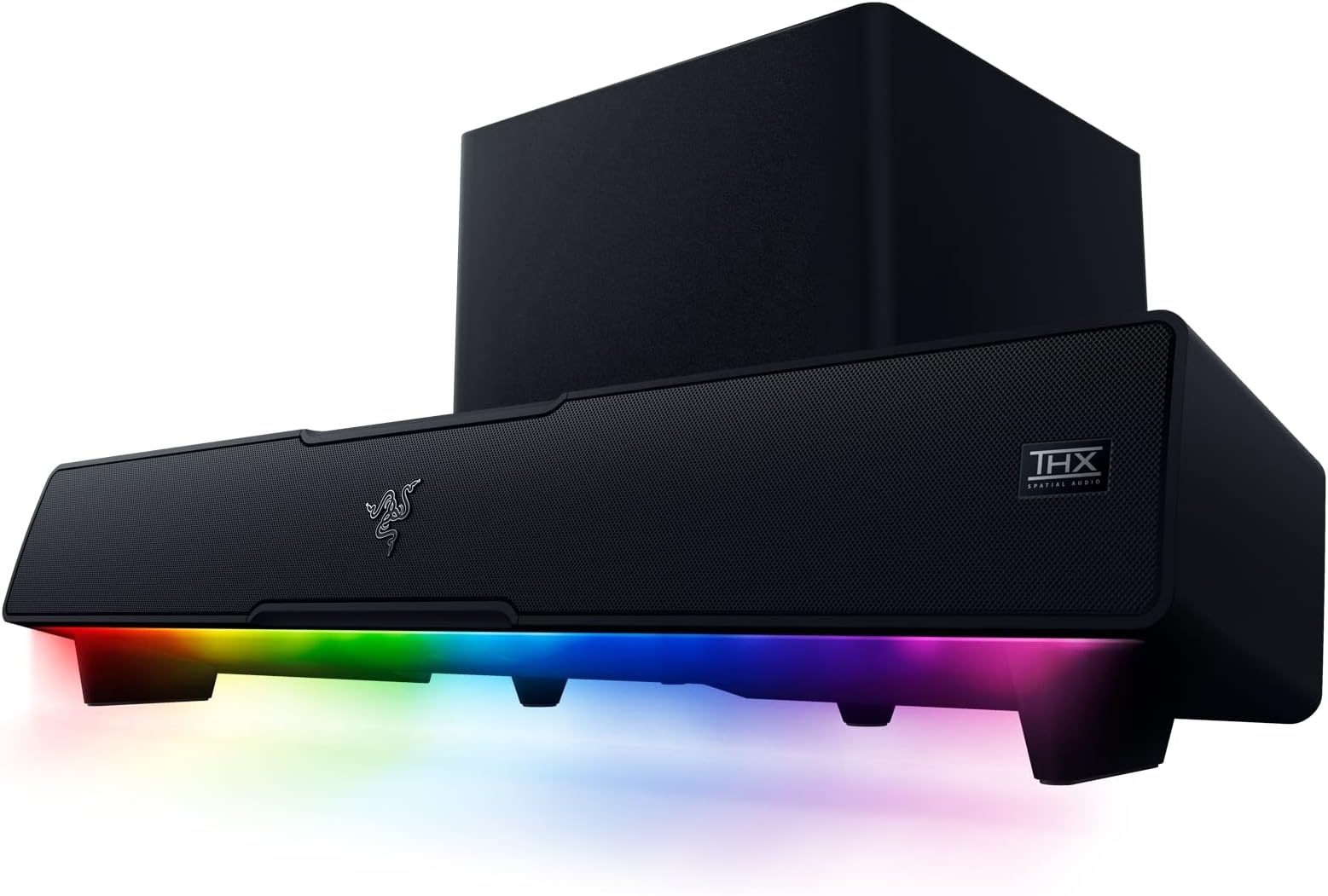 Leviathan V2: Multi Driver PC Gaming Soundbar with Subwoofer THX Spatial Audio Compact Design Chroma RGB Bluetooth 5.2 for PC, Desktop/Laptop, Smartphones, Tablets & Nintendo Switch, Black