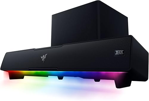 Razer Leviathan V2: Barra de sonido multicontrolador para juegos de PC con subwoofer - THX Spatial Audio - Diseño compacto - Chroma RGB - Bluetooth