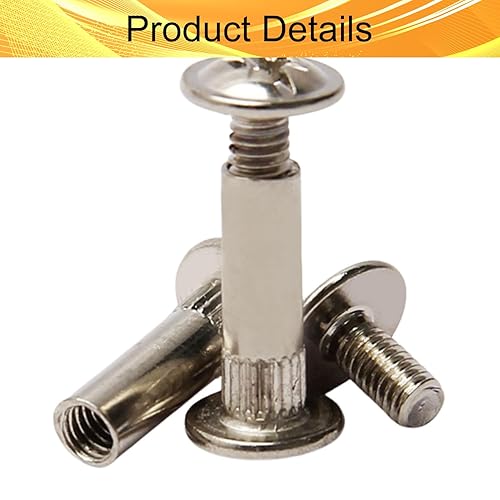 Miniatura 60 de Poste de tornillo para orificio de 3/16 pulgadas (0.197 in) de diámetro, hebilla de cinturón hembra M5x25mm, pernos de encuadernación de tuerca