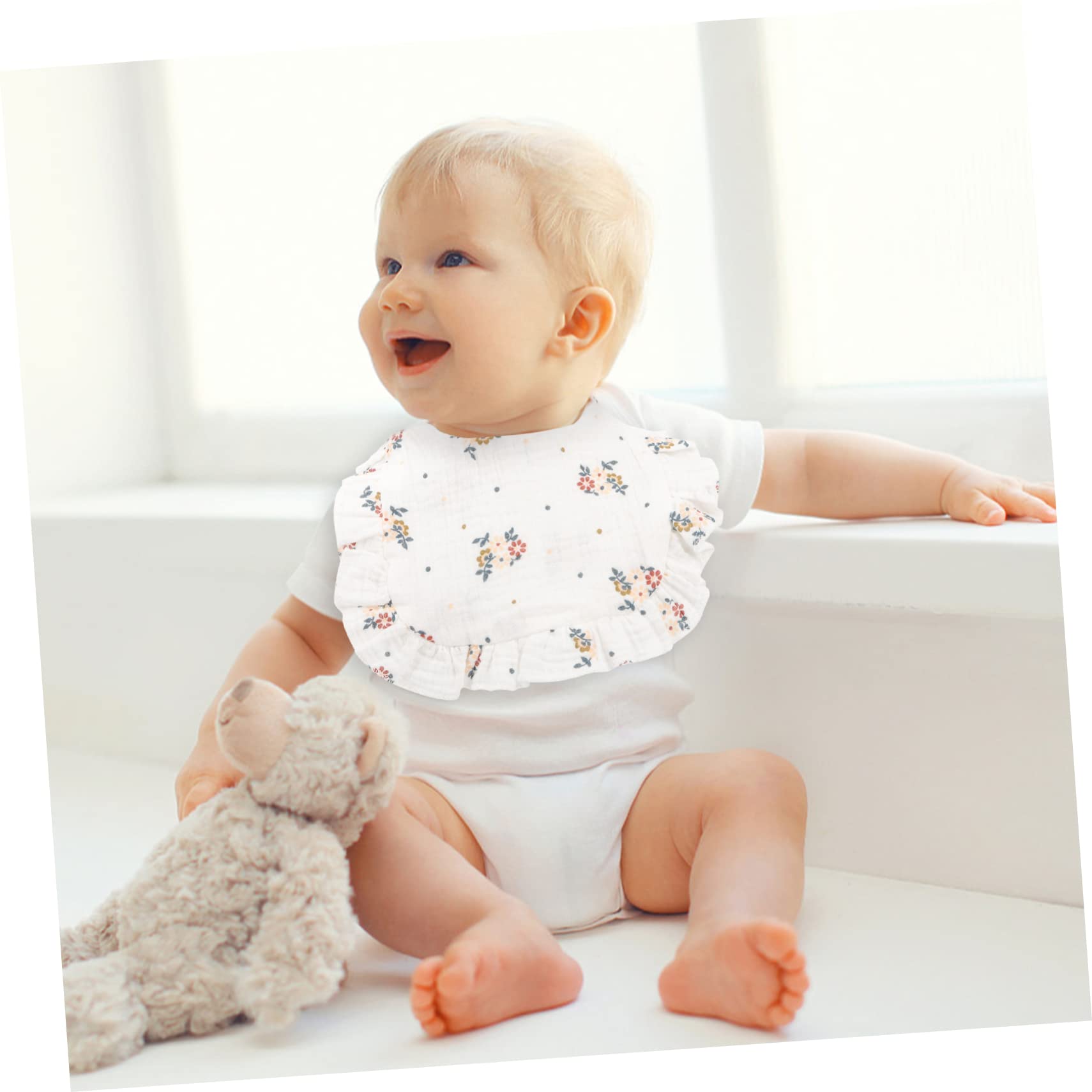 Toyvian 12pezzi Bavaglini Cotone Per Ragazzo Ragazza Design Elegante e Ruffled Bavaglini Multiuso Per Sbavamento Alimentazione e Morbidi e Assorbenti Adatti Per Bambine