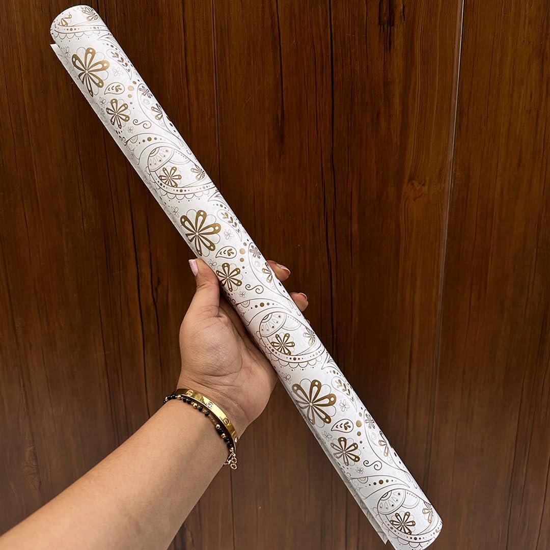 LA TROVE Colourful Gift Wrapping Paper Sheet For Gift Packing | Gift Wrap Roll, Gift Papers Sheets, Gift Cover Wrapping Paper(Golden Flower) (Pack 0f 5)